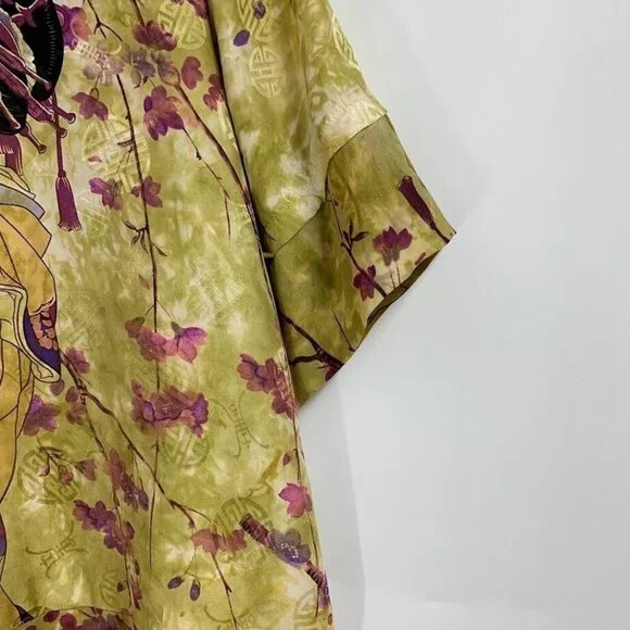 Citron Santa Monica Women's‎ 100% Silk Cherry Blossom Half Sleeve Button Up SZ S - Picture 5 of 11